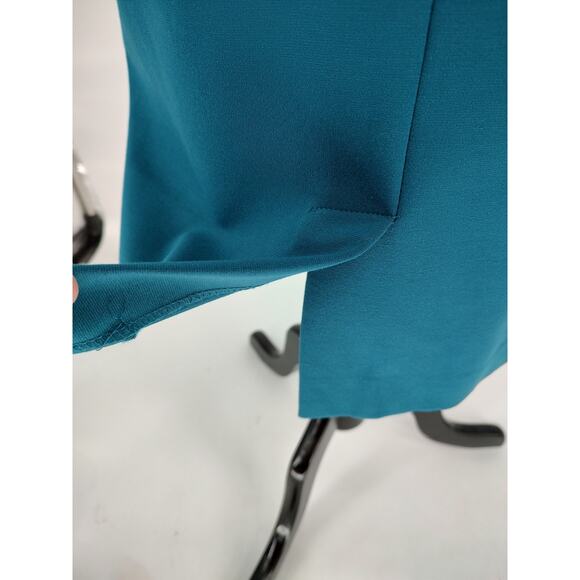 Calvin Klein Woman's Turquoise Sheath Dress Size 2 Ruched Side Back Zipper/ Slit - Picture 5 of 8